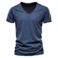 Men's Fashion Slim V-Neck Short Sleeve T-shirts Navy